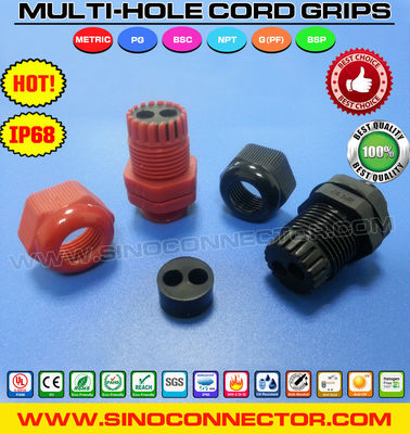 Multi-hole (Multi-entry) Plastic IP68 Cable Glands with PG & Metric Threads for Electrical Enclosures
