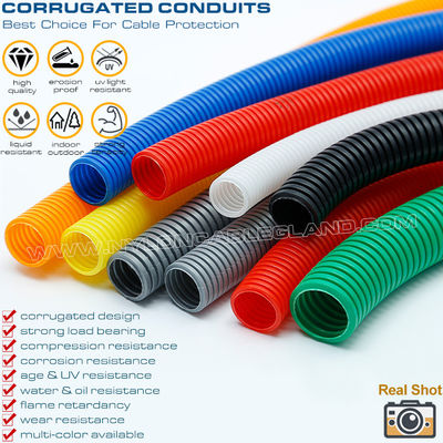 Polyamide PA6 Colored Electrical Conduit, AD15.8 Nylon Corrugated Tube 12mm Polymer Flexible Pipe for Wire Harness