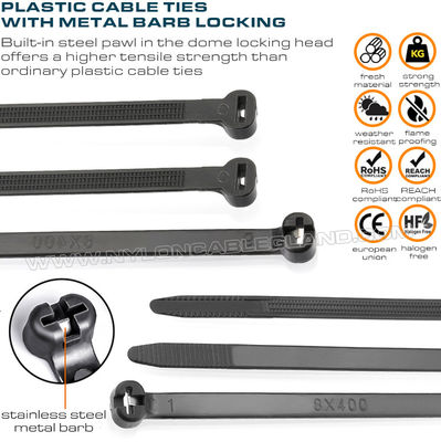 Stainless Steel Barb Cable Tie 400mm x 8, Ø9-108mm Adjustable Metal Tooth Cable Tie 550N (112LBS) for Shipbuilding