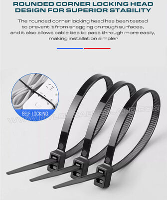 Double-Head Plastic (Nylon 6.6 / PA 6.6) Cable Tie 300x4.8mm, Double-Loop Type, 50 Lbs, UL94 V-2, Versatile Use