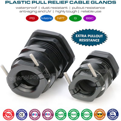 PG এবং মেট্রিক প্লাস্টিক IP68 তারের গ্রন্থি কালো RAL9005 অতিরিক্ত ধাতব ক্ল্যাম্প (ট্র্যাকশন রিলিফ ক্ল্যাম্প)