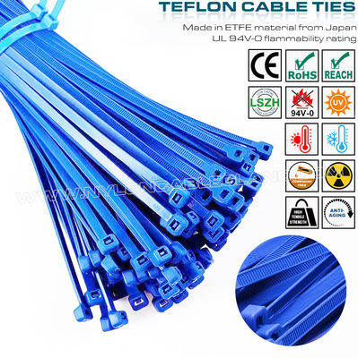 ETFE নীল কেবল টাই 3.6x200mm, 94V-0 ফায়ারপ্রুফ টেফলন কেবল টাই তাপমাত্রা প্রতিরোধী টেফজেল কেবল টাই কঠোর পরিবেশের জন্য