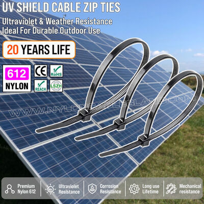 নাইলন ৬১২ (পলিমাইড ৬১২) ইউভি-প্রতিরোধী (UV-resistant) ক্যাবল টাই, ২০০ মিমি x ৪.৮ মিমি (ব্যাস ৩-৫০ মিমি)